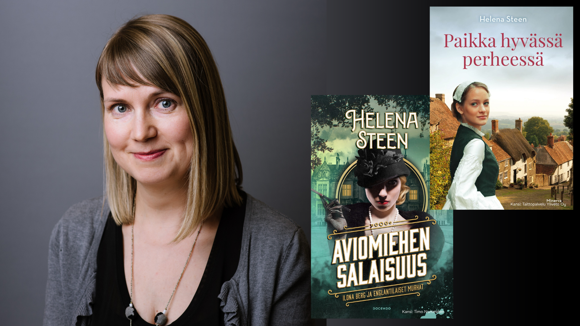 Helena Steen ja kirjojen kansia